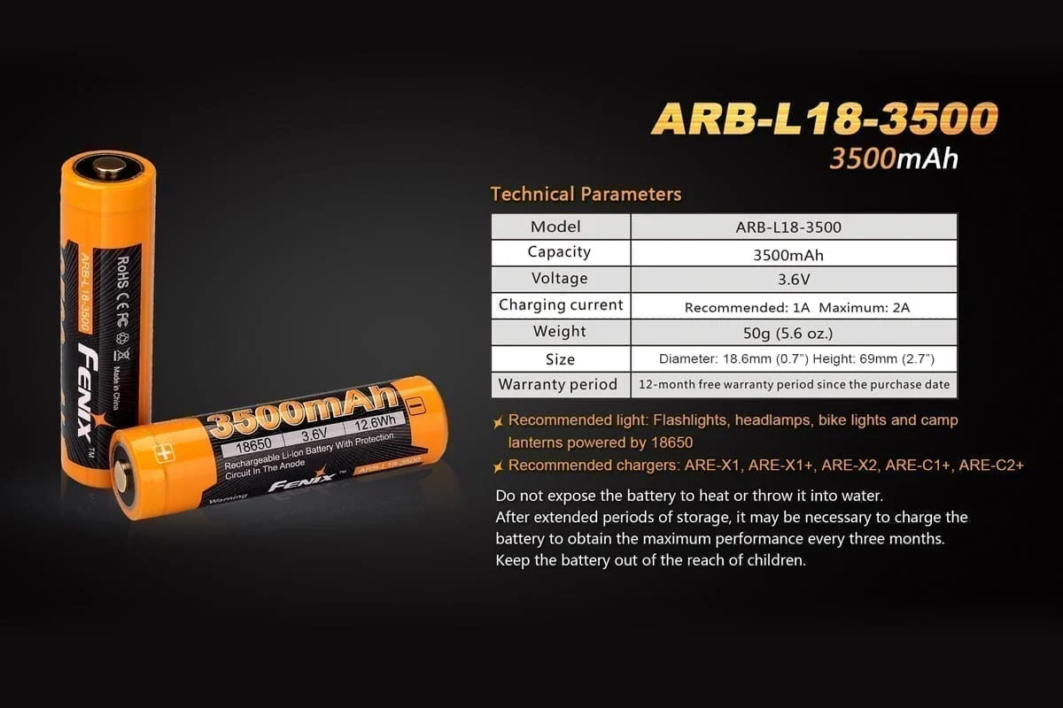 Fenix ARB-L18-3500 Rechargeable 18650 Battery - Image 4
